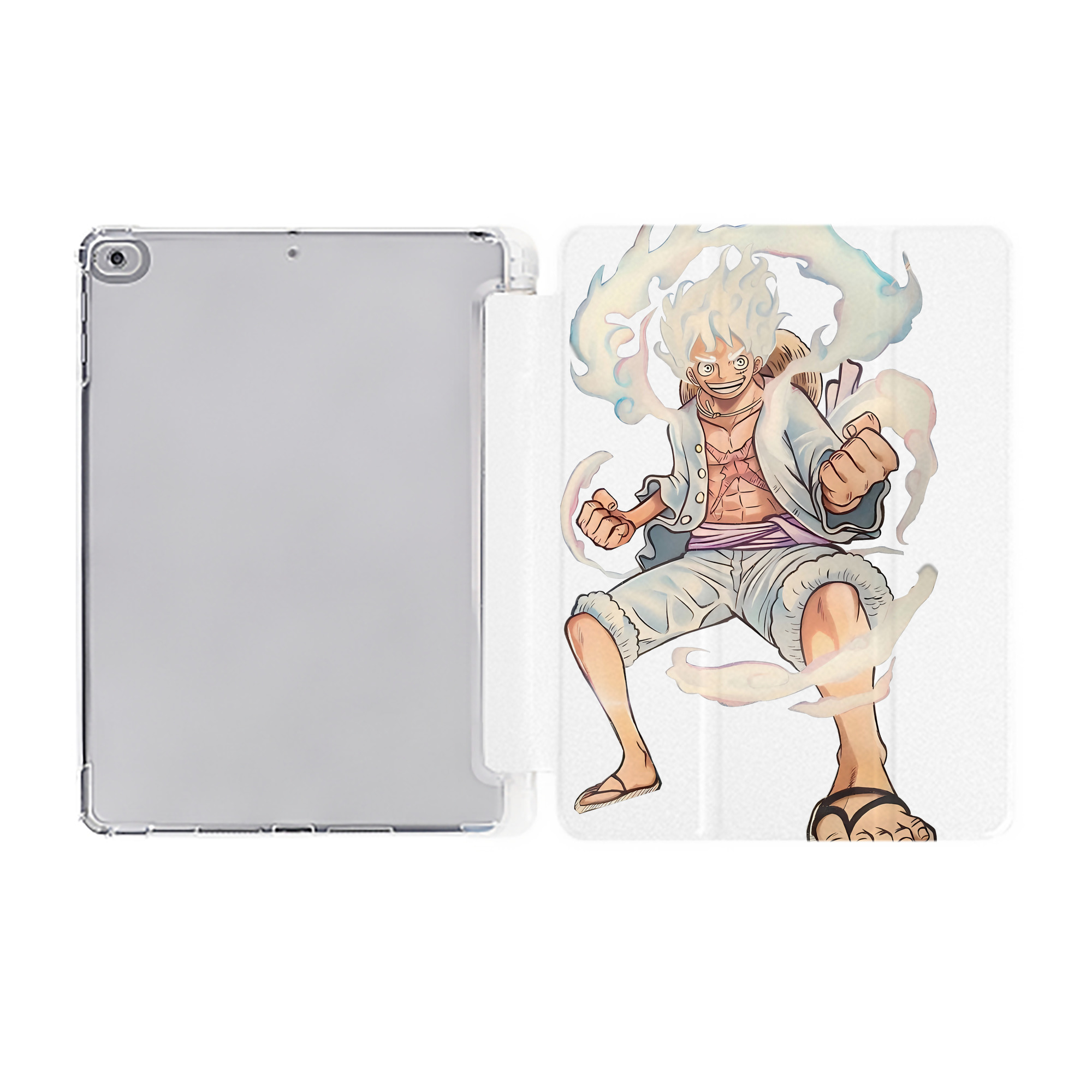 （画像用） ワンピース モンキー・D・ルフィ ONE PIECE Monkey D. Luffy IPad ケース ペン収納付き 三つ折りスタンド PUレザー×シリコン 対応機種9.5/10.5/10.9インチ